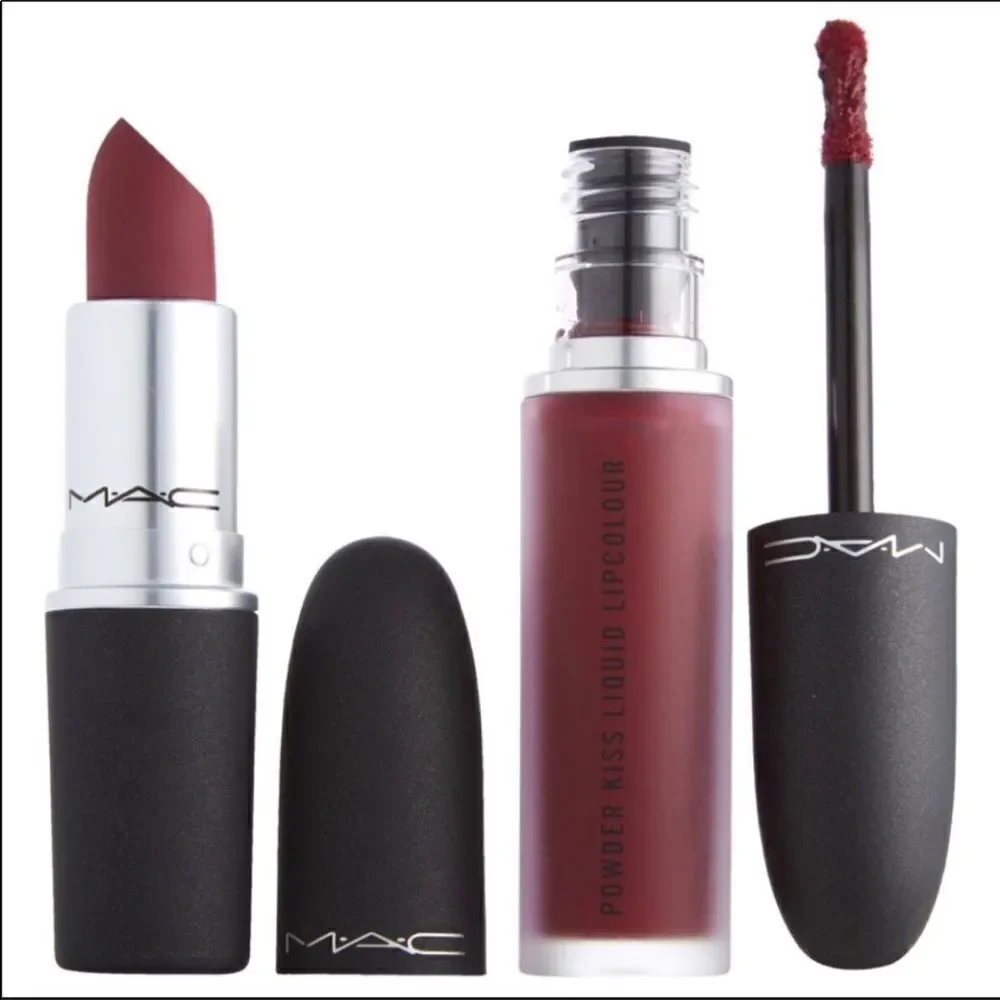Mac lip gloss and lipstick burning love plus mac cosmetic bag all new never used
